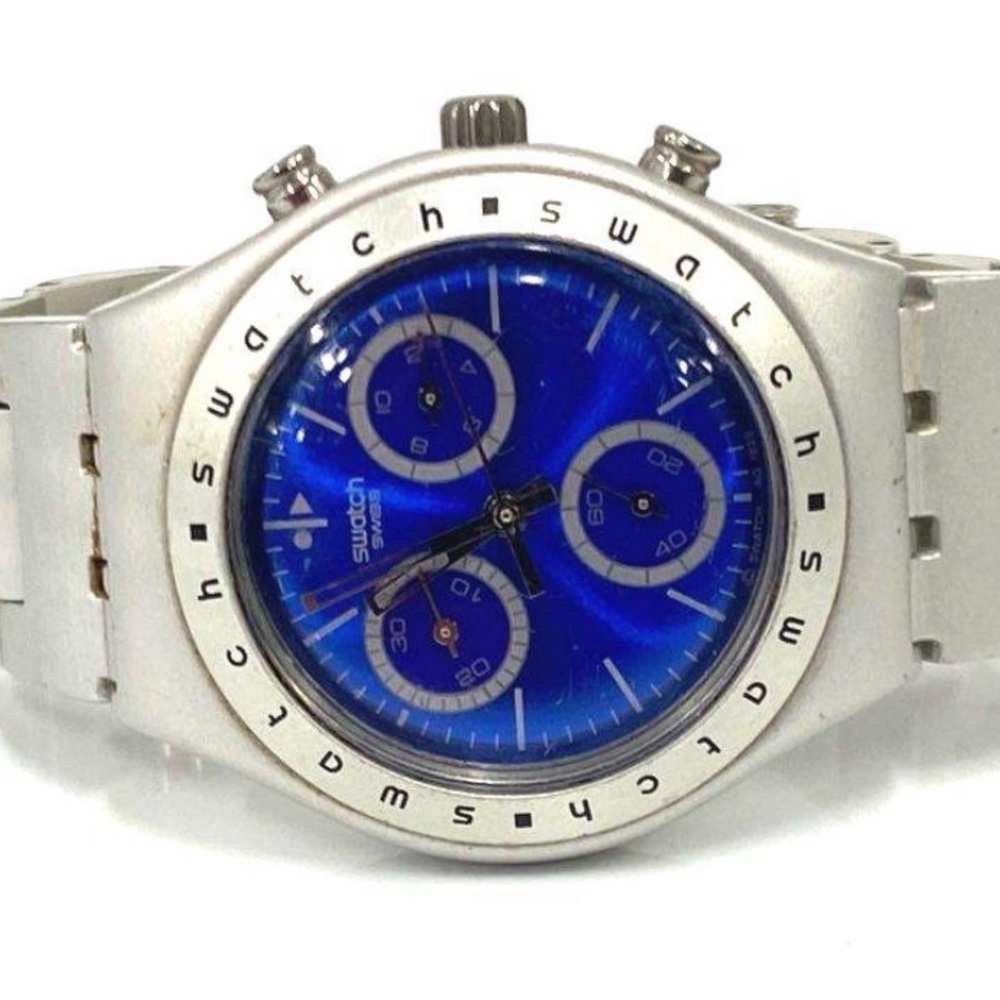 Swatch Irony Aluminum Chronograph Blue Dial Women's Quartz Watch 35mm 6" 50g